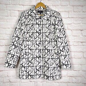 Dennis by Dennis Basso Sz 14 Black & White Ponte Knit Blazer Jacket Career *SEE